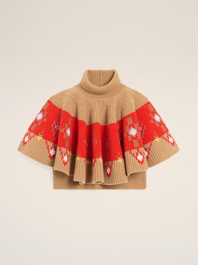 Ami Paris Brown wool ruffle top at Collagerie