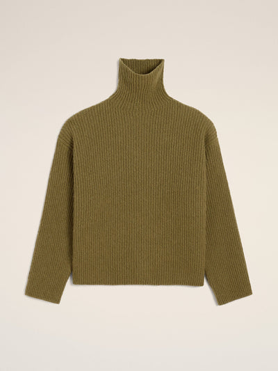 Ami Paris Green wool funnel neck sweater at Collagerie