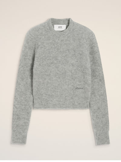 Ami Paris Grey alpaca Ami crewneck sweater at Collagerie