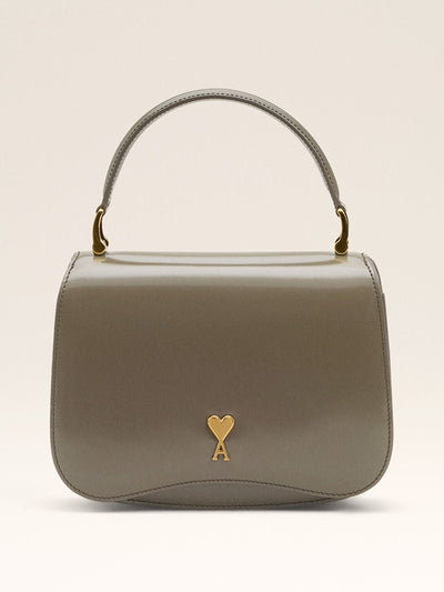 Ami Paris Grey glazed leather top handle Paris Paris bag at Collagerie