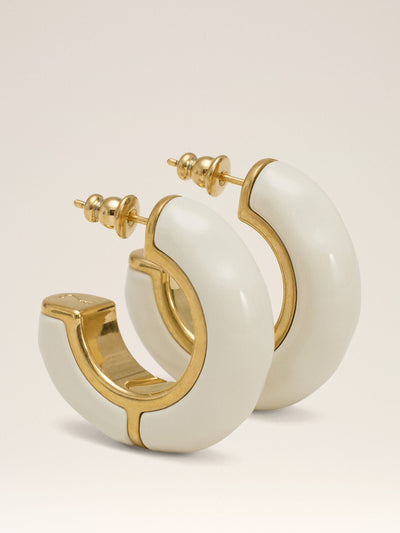 Ami Paris White brass hammered lacquered earrings at Collagerie