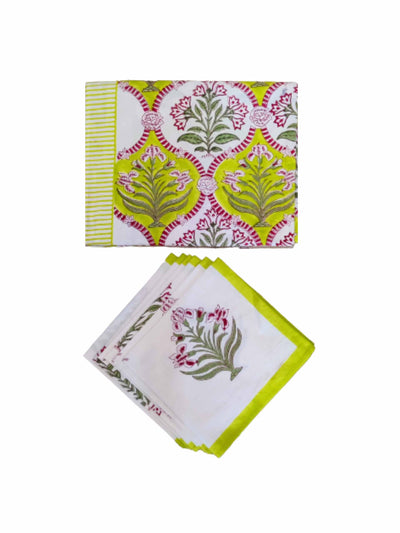 An Indian Summer Citron tablecloth & napkins set at Collagerie