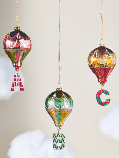 Anthropologie Hot air balloon glass monogram Christmas tree decoration at Collagerie