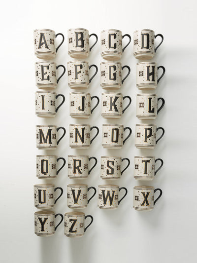 Anthropologie Bistro tiled Margot monogram mug at Collagerie