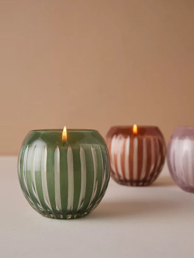 Anthropologie Round etched tinted-glass candle at Collagerie