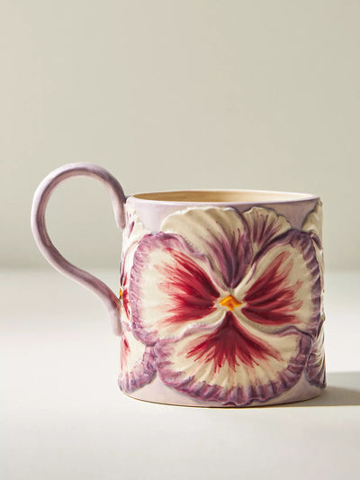 Anthropologie Purple lilypad floral mug at Collagerie