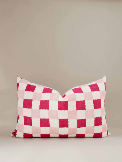 Molly Mahon Colour-block linen cushion at Collagerie