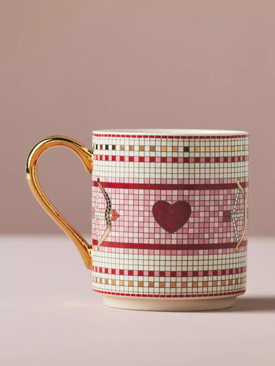 Anthropologie The Bistro Tile Stoneware Mug: Love Edition at Collagerie
