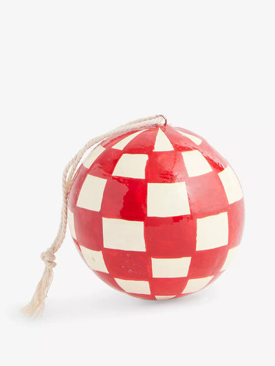 The Conscious Checkerboard papier mache bauble at Collagerie