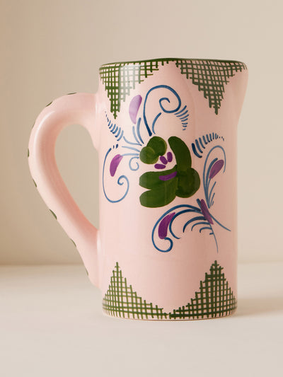 Vaisselle Pink ceramic floral jug at Collagerie