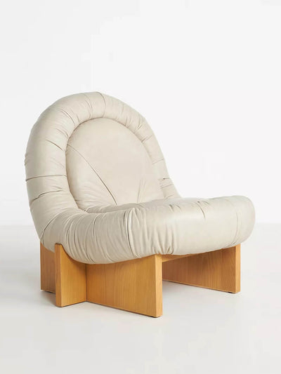 Anthropologie Taupe leather armless armchair at Collagerie