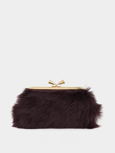 Anya Hindmarch Maud shearling tassel clutch at Collagerie