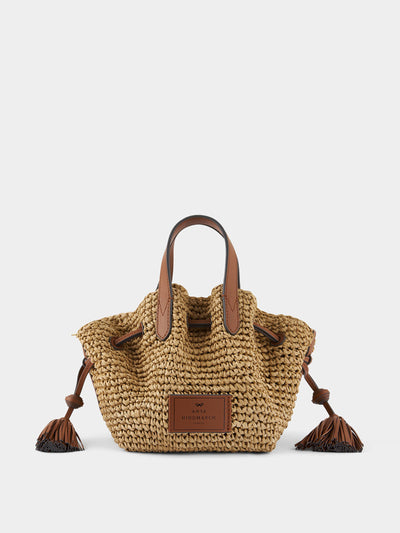 Anya Hindmarch Raffia drawstring small cross-body tote bag at Collagerie