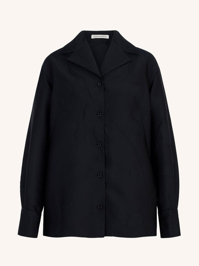 Emilia Wickstead Arona shirt in black embossed cloque at Collagerie