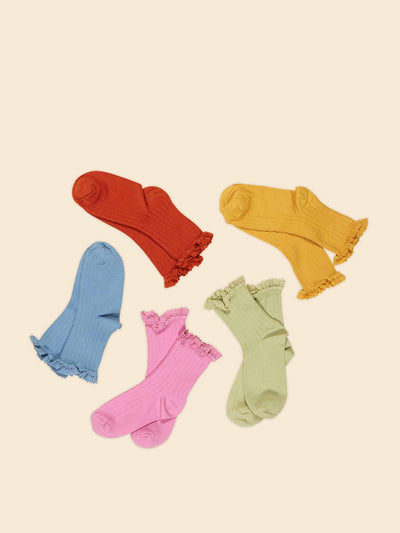 Apolina Kids Lace-trim ribbed ankle socks at Collagerie