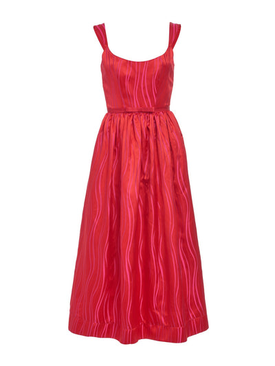 Markarian Apple red and pink wave print corset dress at Collagerie