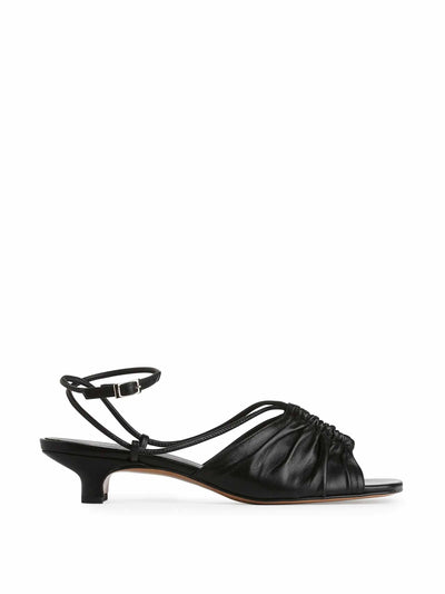 Arket Heeled black leather sandals at Collagerie