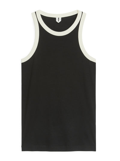 Arket Rib racer tank top in black and off-white at Collagerie