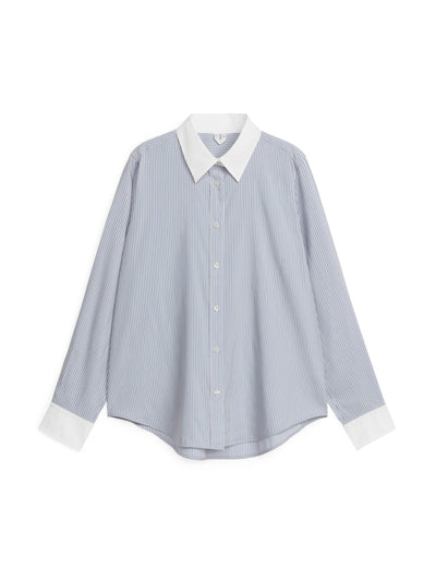 Arket Blue and white contrast striped shirt at Collagerie