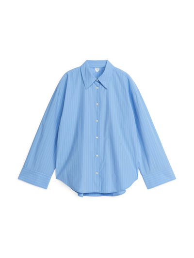 Arket Blue striped poplin shirt at Collagerie