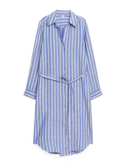 Arket Blue and white striped dress at Collagerie
