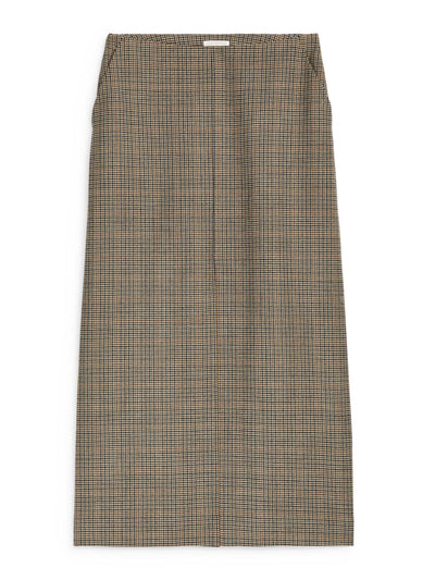 Arket Checked wool pencil skirt at Collagerie