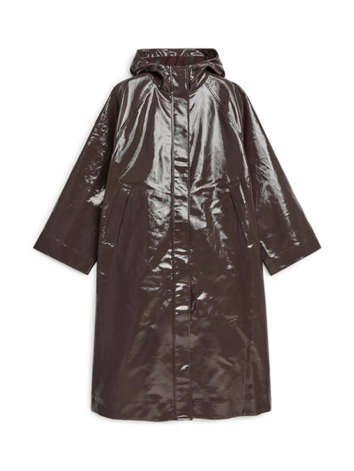 Arket Dark brown coated canvas coat at Collagerie