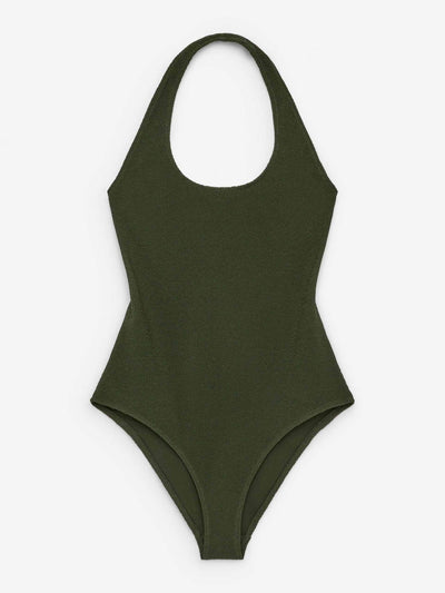 Arket Crinkle halterneck swimsuit at Collagerie
