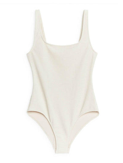 Arket Crinkle square neck swimsuit at Collagerie