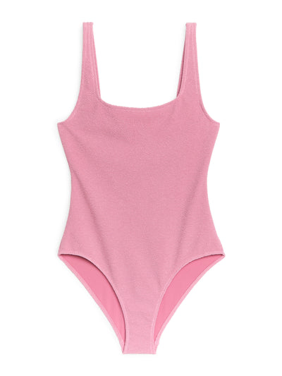 Arket Crinkle square neck swimsuit at Collagerie
