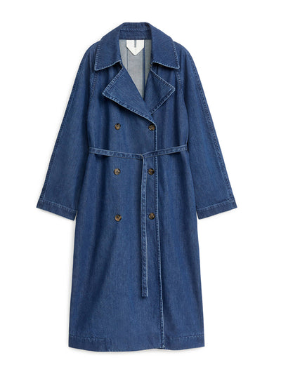 Arket Blue denim trench coat at Collagerie
