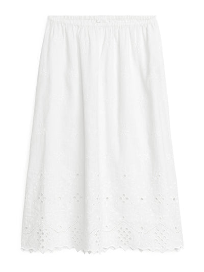 Arket Embroidered white skirt at Collagerie