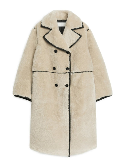 Arket Faux Fur beige coat at Collagerie