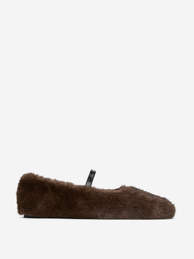 Arket Faux-fur Mary Jane flats at Collagerie