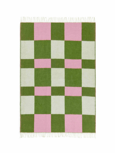 Arket Green and pink checked wool blanket at Collagerie