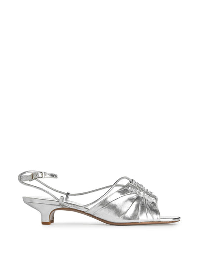 Arket Square-toe silver leather sandals at Collagerie