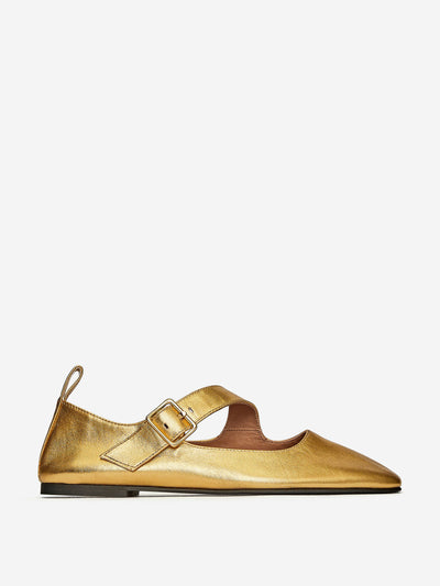 Arket Metallic Mary Jane flats at Collagerie