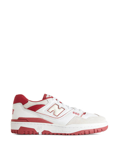 New Balance White and red 550 trainers at Collagerie