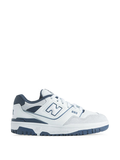 New Balance 550 youth trainers in white and navy at Collagerie