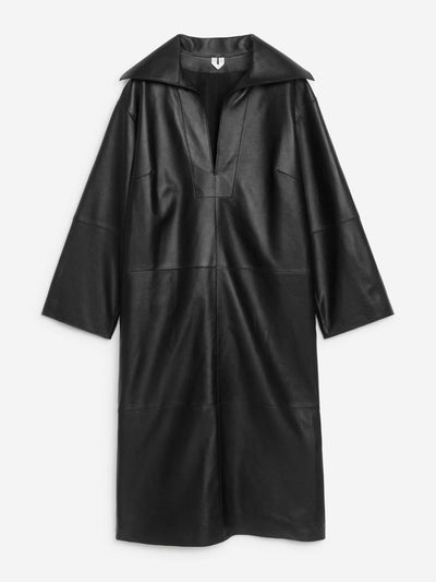 Arket Open-collar leather dress at Collagerie
