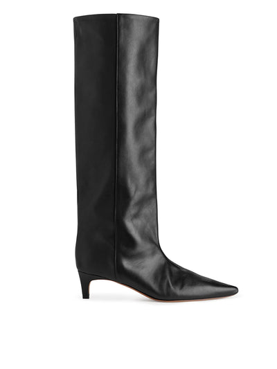 Arket Black pointed kitten-heel boots at Collagerie