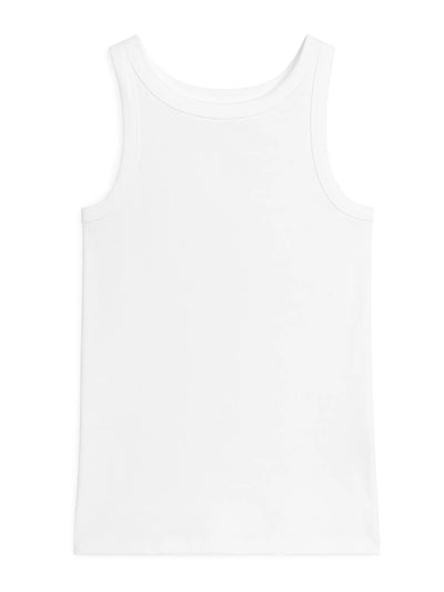 Arket White rib tank top at Collagerie
