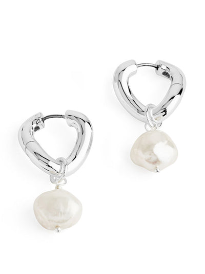 Arket Silver-plated pearl hoop earrings at Collagerie