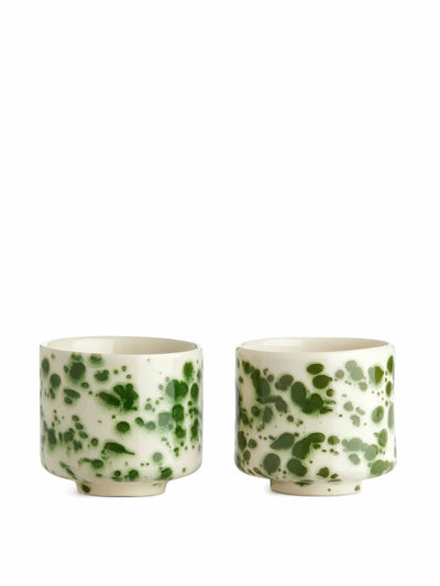 Arket Green/off-white stoneware cups (set of 2) at Collagerie