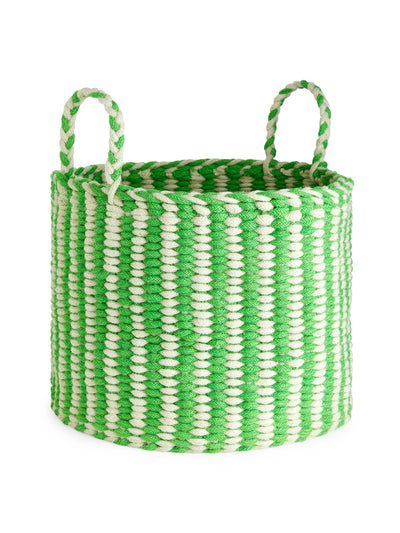 Arket Green and cream storage basket at Collagerie