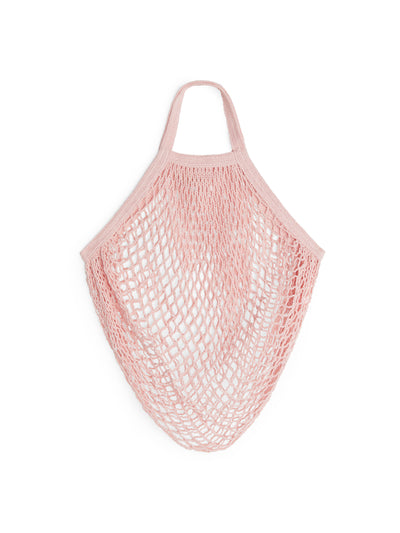 Arket Pink organic cotton string bag at Collagerie