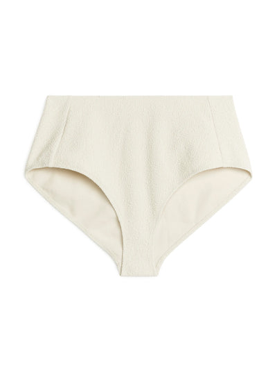Arket White high-waist textured bikini bottoms at Collagerie
