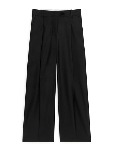 Arket Black wide-leg wool-blend trousers at Collagerie