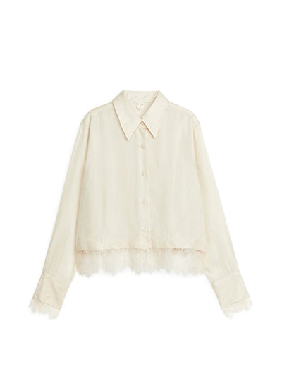 Arket Cropped lace-trim shirt at Collagerie