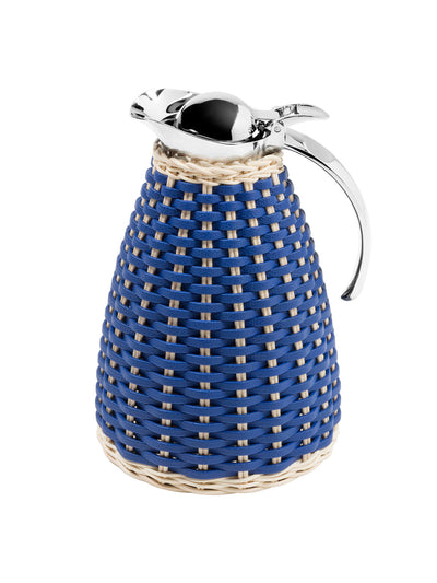 Artemest Monceau blue leather & rattan thermal carafe at Collagerie